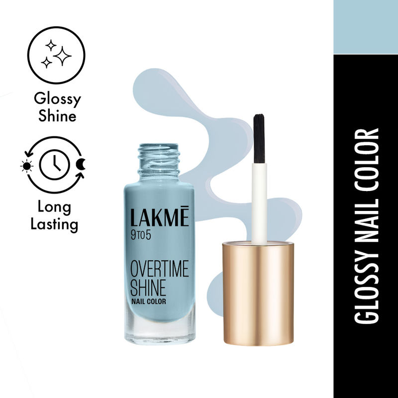 Lakme 9 to 5 Primer + Gloss Nail Color - Blue Scape