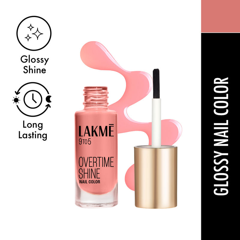 Lakme 9 to 5 Primer + Gloss Nail Colour - Peach Blossom