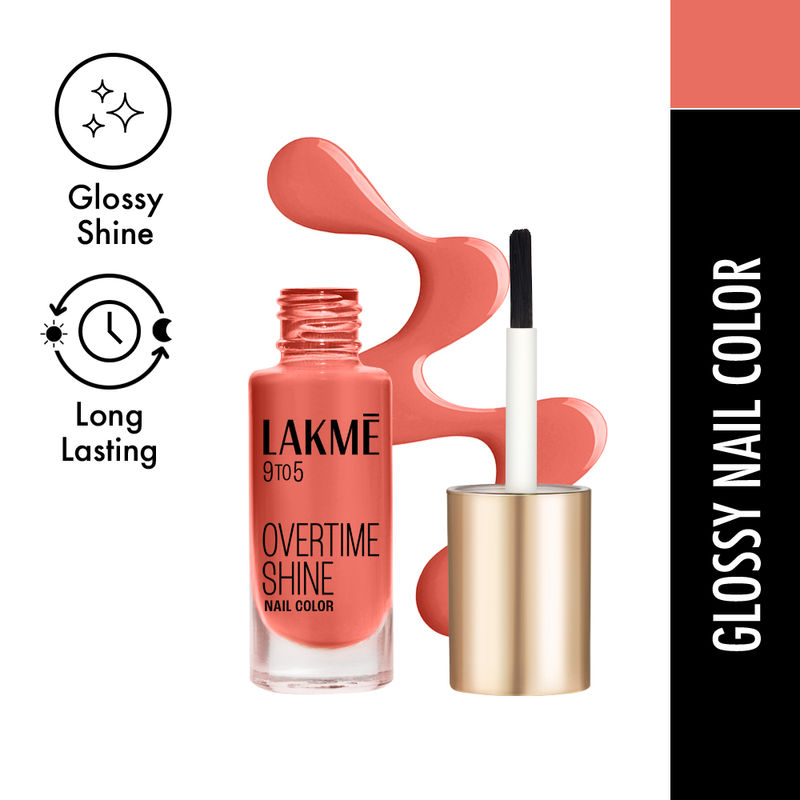 Lakme 9to5 Primer + Gloss Nail Color - Coral Haze