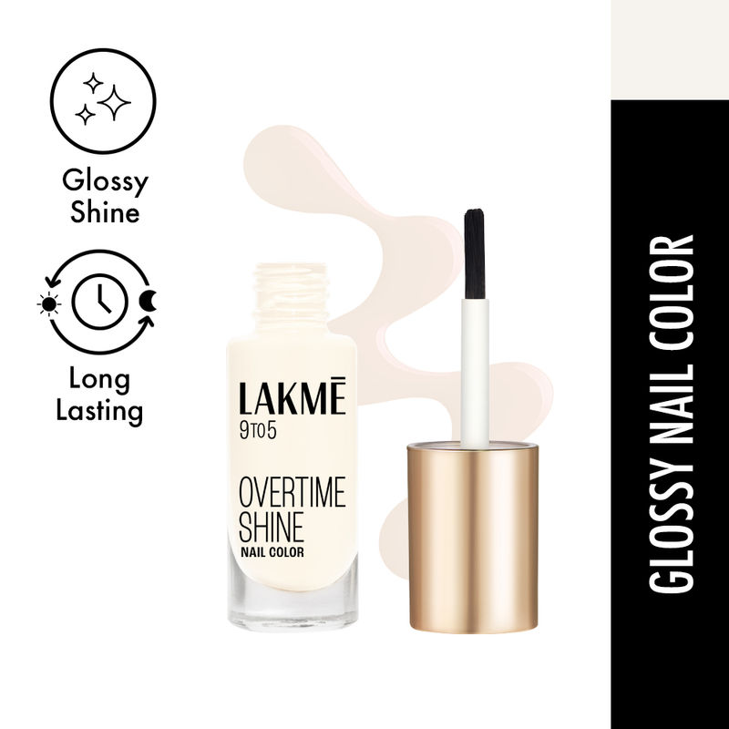 Lakme 9 To 5 Primer + Gloss Nail Color - Marble White