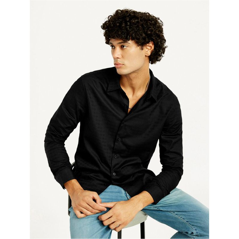 Levi's Mens Self Slim Fit Black Casual Shirt (XL)