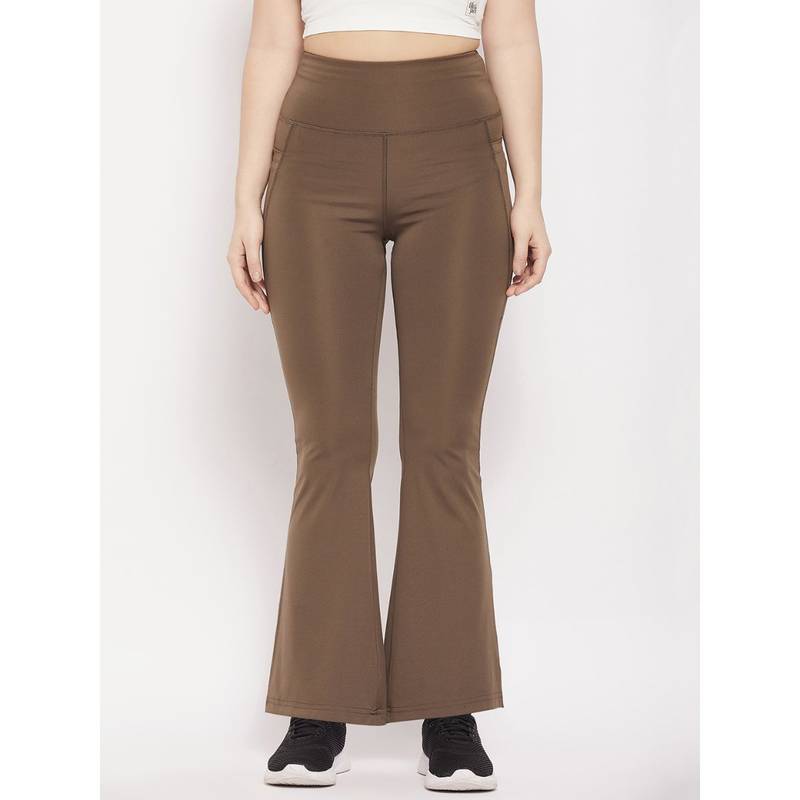 Athlisis Women Olive Quick Dry Flare pants (S)