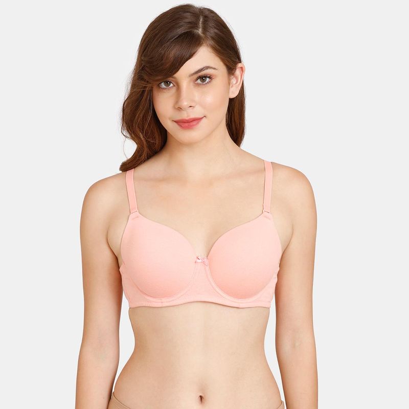 Zivame Rosaline Padded Wired 3-4th Coverage T-Shirt Bra - Candlelight Peach (32D)