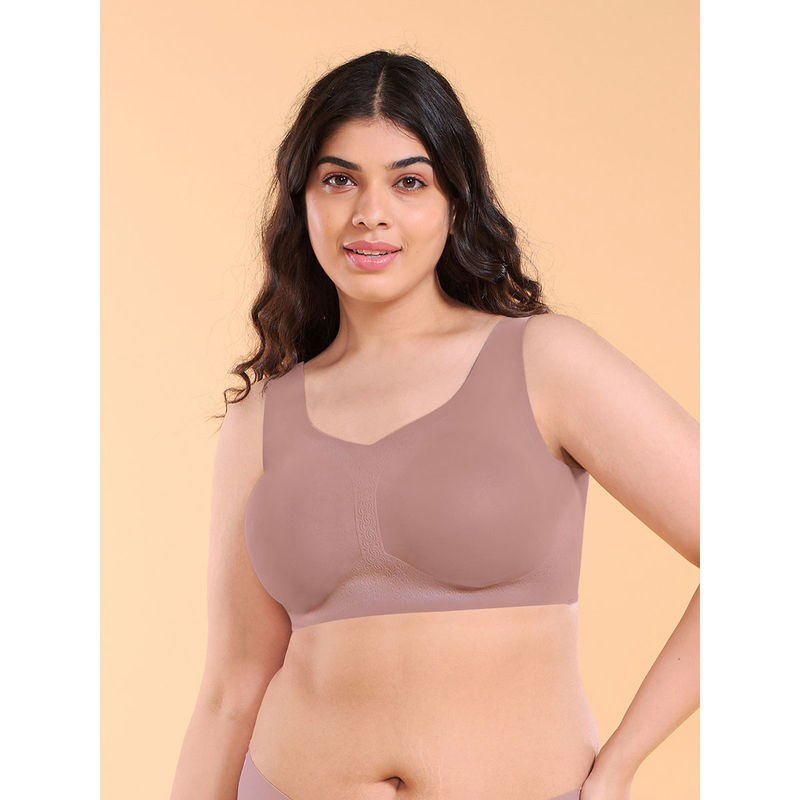 Enamor Beige Lightly Padded Non-Wired Full Coverage Seamless Bra (34DD)
