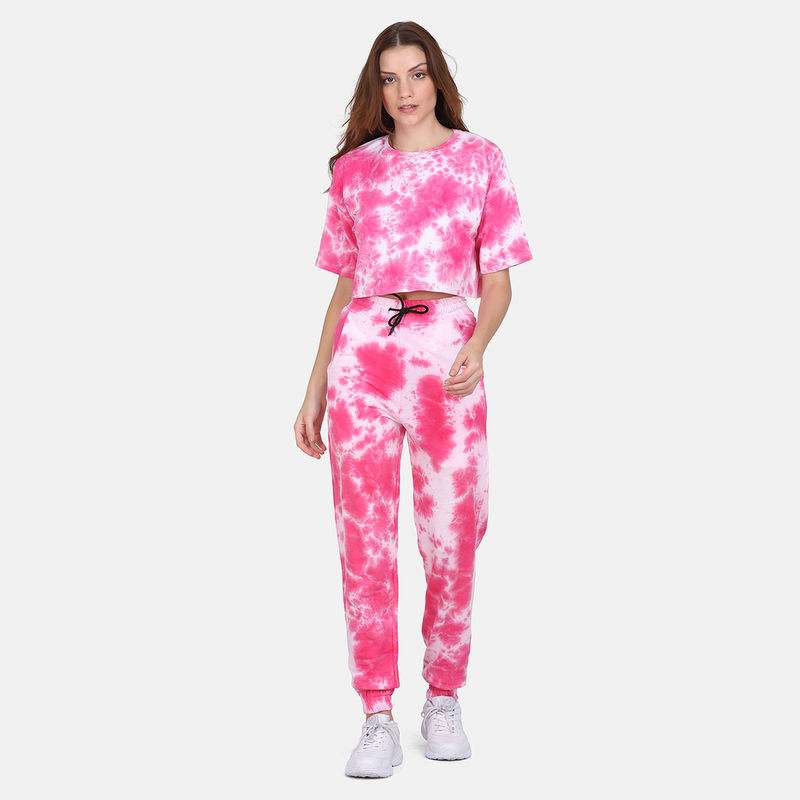 Aesthetic Bodies Tie Dye Co Ords Set Jogger - Pink (M)