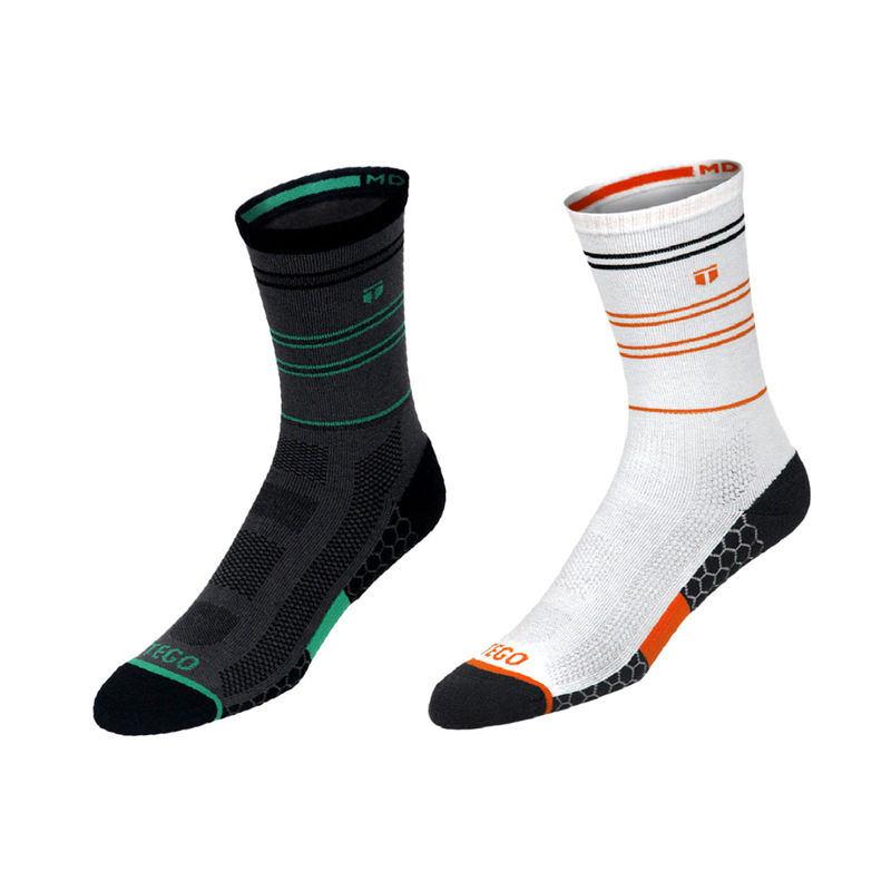 Tego Unisex Drill Multi-Color Crew Length Cotton Socks (Pack of 2) (S)