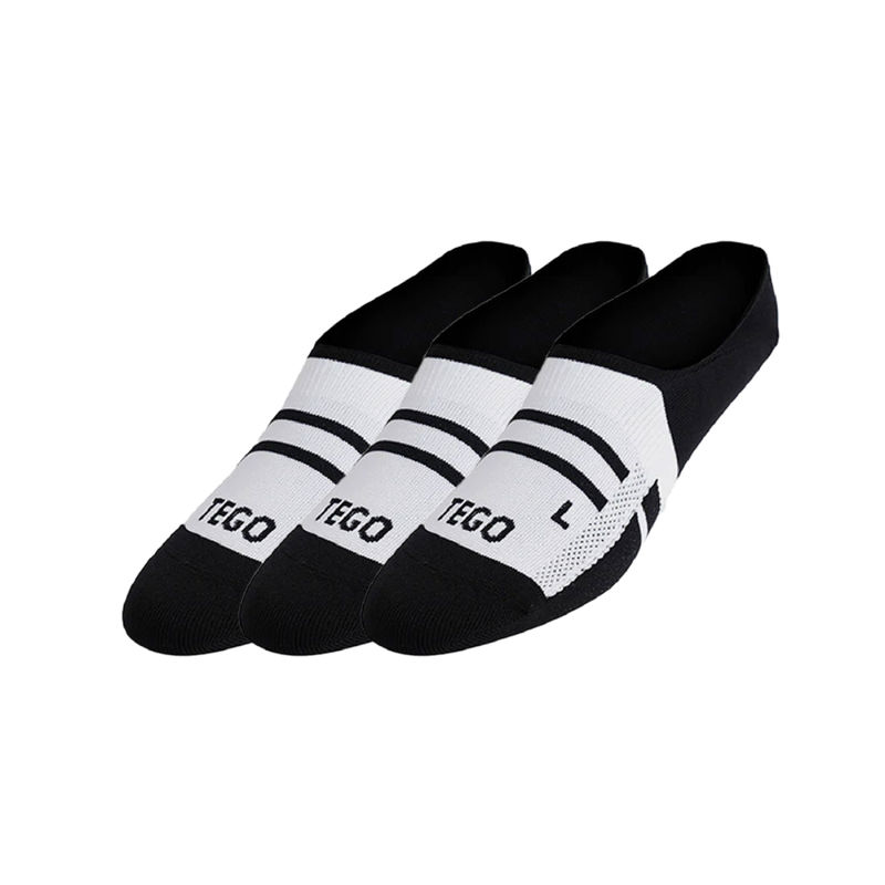 Tego Unisex Socks No Show Ultra Light Black & White (Pack of 3) (S)