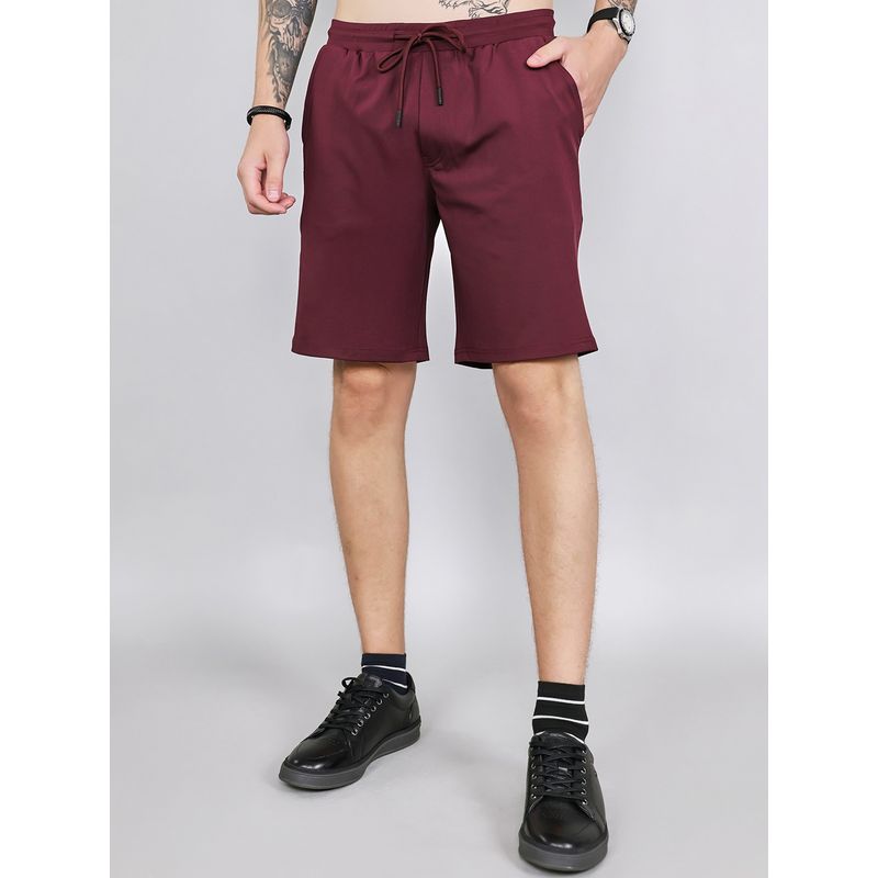 Monte Carlo Men's Wine Regular Fit Solid Bermuda (M)