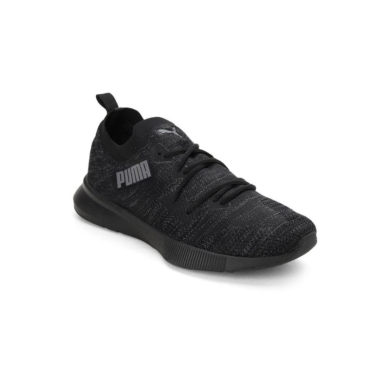 Puma Flyer Runner Engineered Knit Men Black Running Shoes (UK 9)