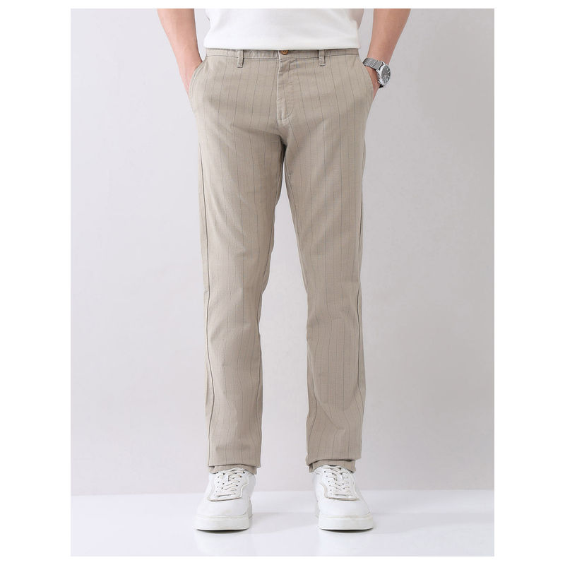 AD By Arvind Khaki Modern Slim Fit Chinos (38)