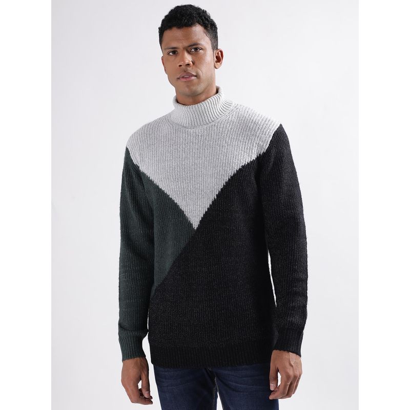 LINDBERGH Men Multi-Color Colorblock Turtle Neck Sweater (S)