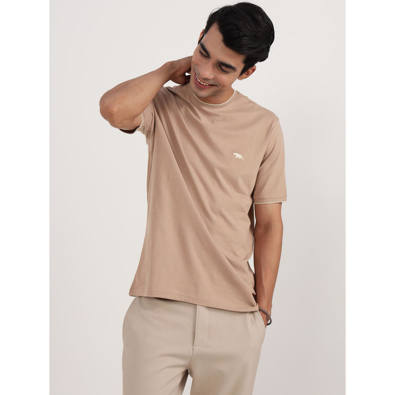 Andamen Regular Fit Single Jersey Beaver Fur Crew Neck T-Shirt (M)