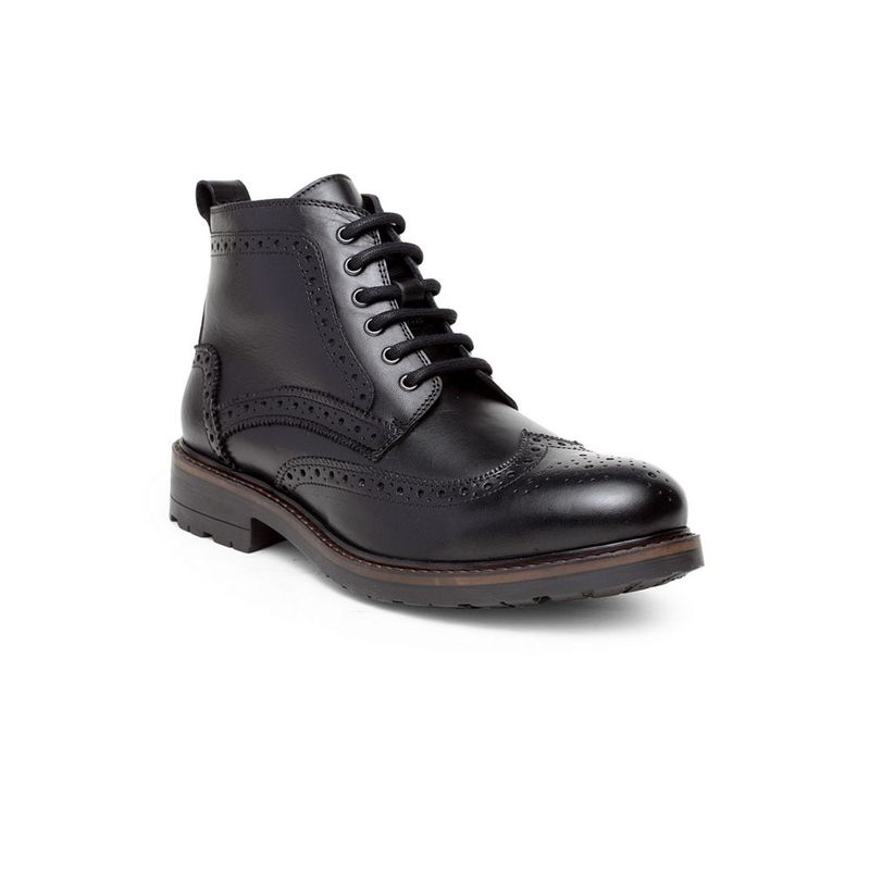 Teakwood Leathers Black Patterned Brogues Boots - Euro 40