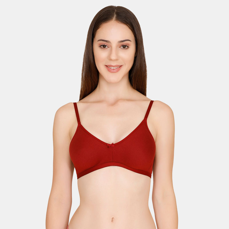 Zivame Rosaline Double Layered Wirefree Super Support Bra - Red (32B)