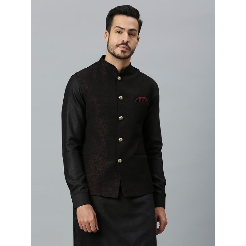 ESSAS club Men Gold & Maroon Nehru Jacket (36)