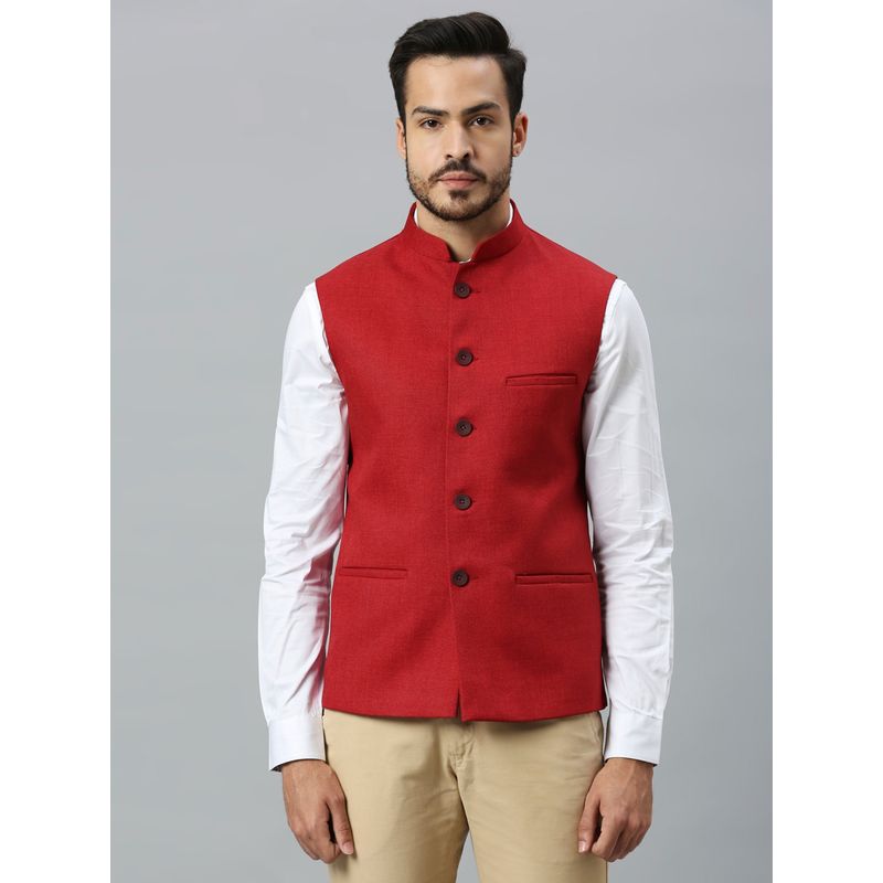 ESSAS club Men Red Solid Nehru Jacket (36)