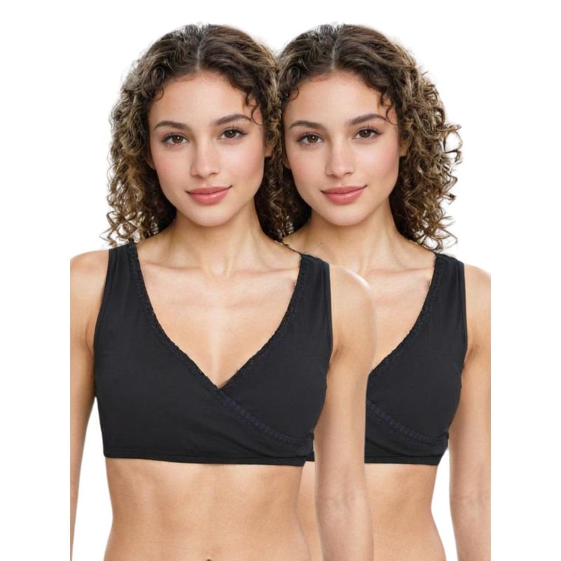 Adira Medium Coverage Plunge Bra Black (Pack of 2) (S)