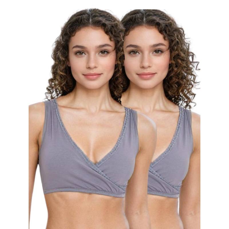 Adira Medium Coverage Plunge Bra Grey (Pack of 2) (S)
