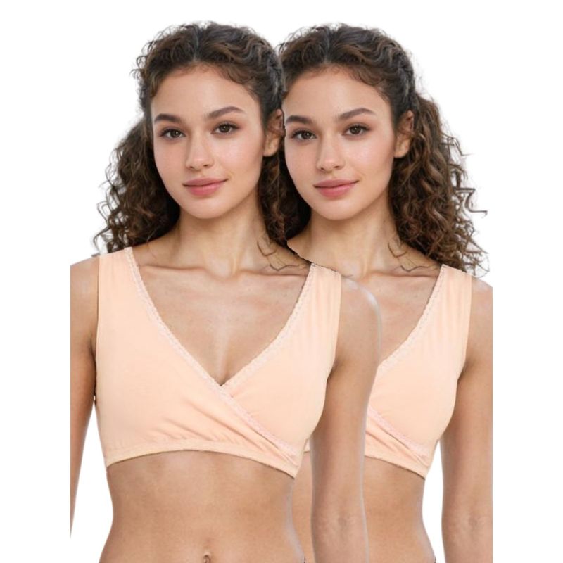 Adira Medium Coverage Plunge Bra Beige (Pack of 2) (S)