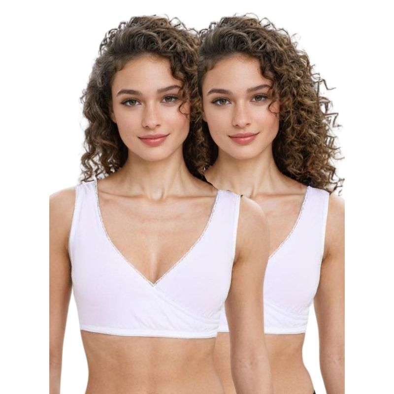 Adira Medium Coverage Plunge Bra White (Pack of 2) (S)