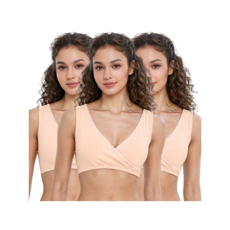 Adira Medium Coverage Plunge Bra Beige (Pack of 3) (S)