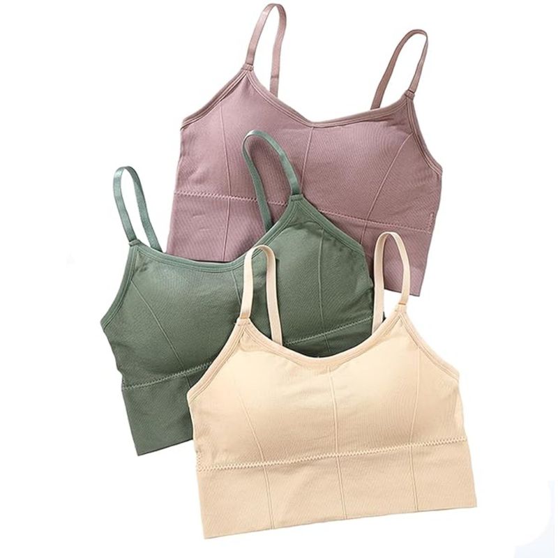 BRACHY Women Cotton Padded Bra Everyday Workout Bralette Multi-Color (Pack of 3) (L)