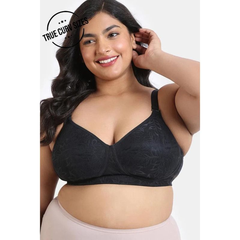 Zivame True Curve Lightly Lined Padded Non Wired Full Coverage Spacer Bra - Anthracite (40D)