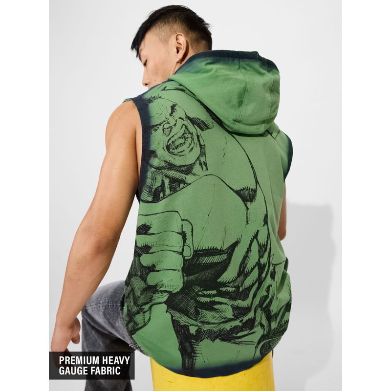 The Souled Store Green Official Hulk Always Angry Hooded T-Shirt (S)