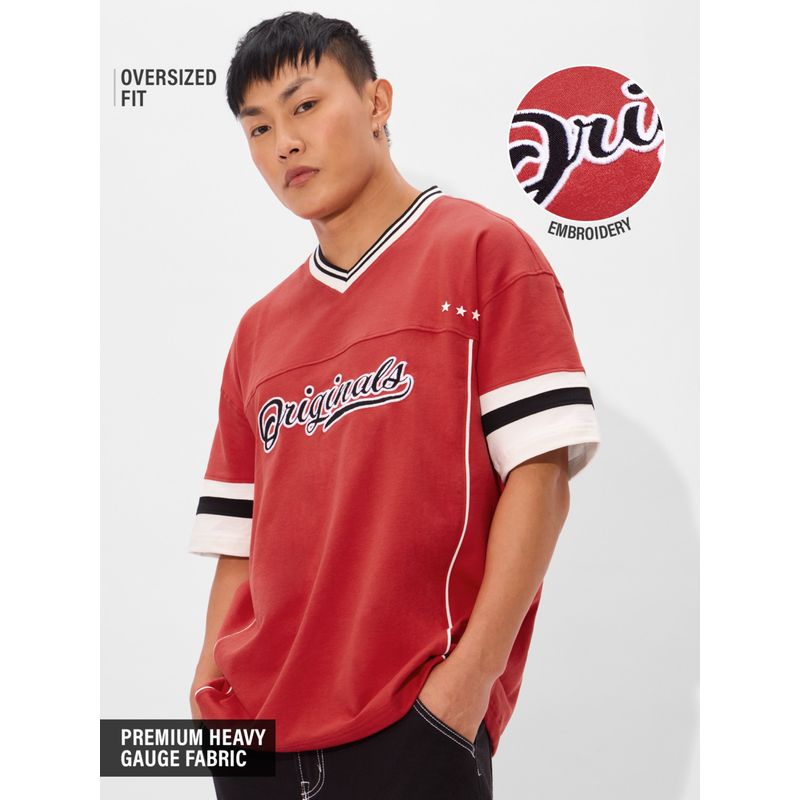 The Souled Store Red Originals Fiesta Oversized T-Shirt (S)