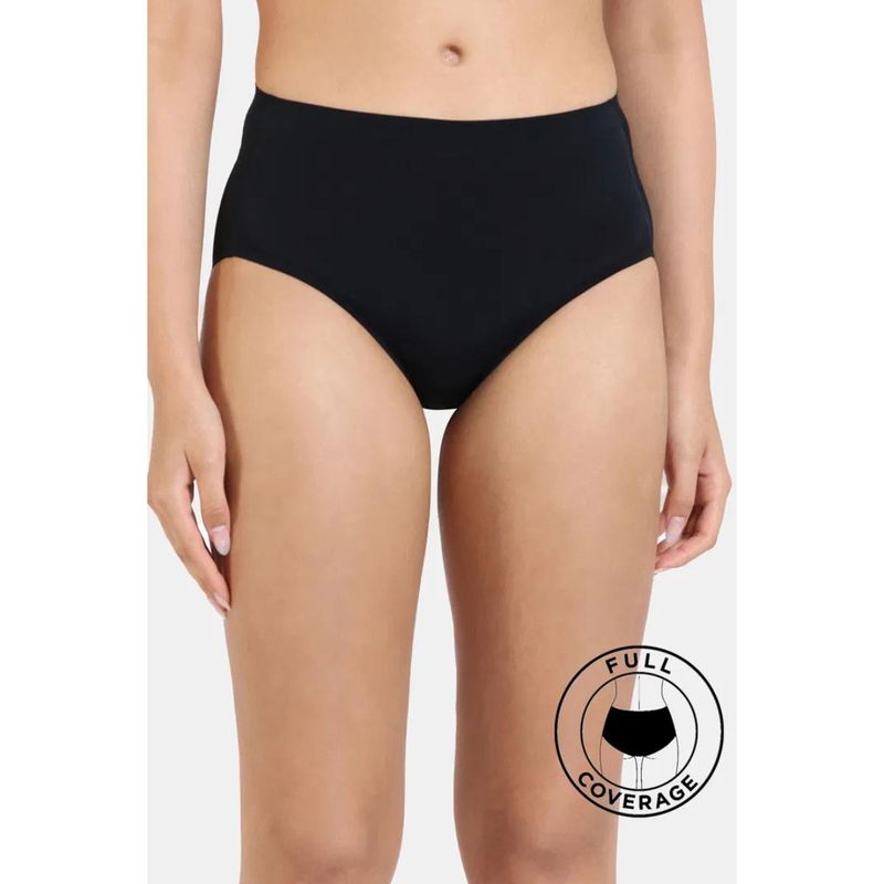 Zivame Medium Rise Full Coverage No Visible Panty Line Hipster - Black Beauty (S)