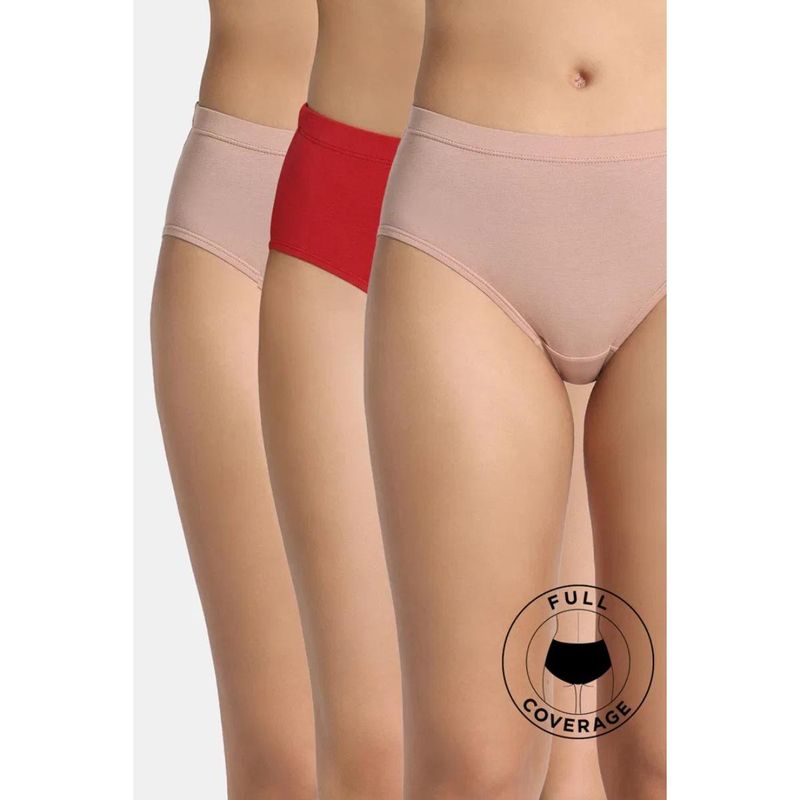 Zivame Multi-Color Medium Rise Full Coverage Hipster Panty (Pack of 3) (M)