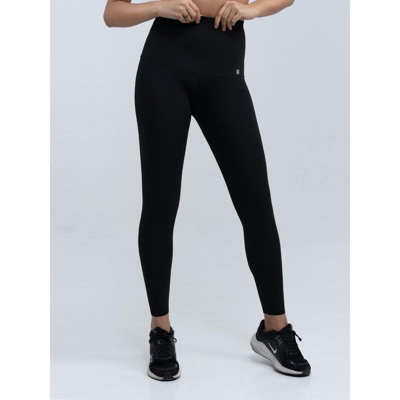 SOIE Womens Black Seamless High Compression Activewear Sports Leggings (L)