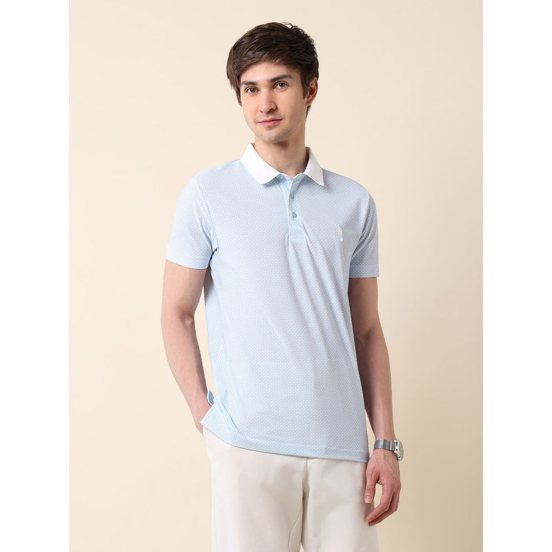 U.S. POLO ASSN. Men Blue Nylon Collar Neck Slim Fit Polo T-Shirt (XL)
