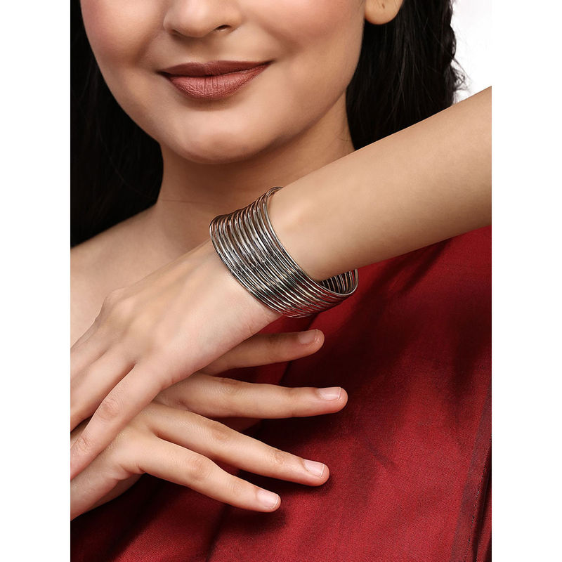 Anika's Creations Ethnic Traditional Silver Classic Bangle Set For Women (Set of 12) (2.4)