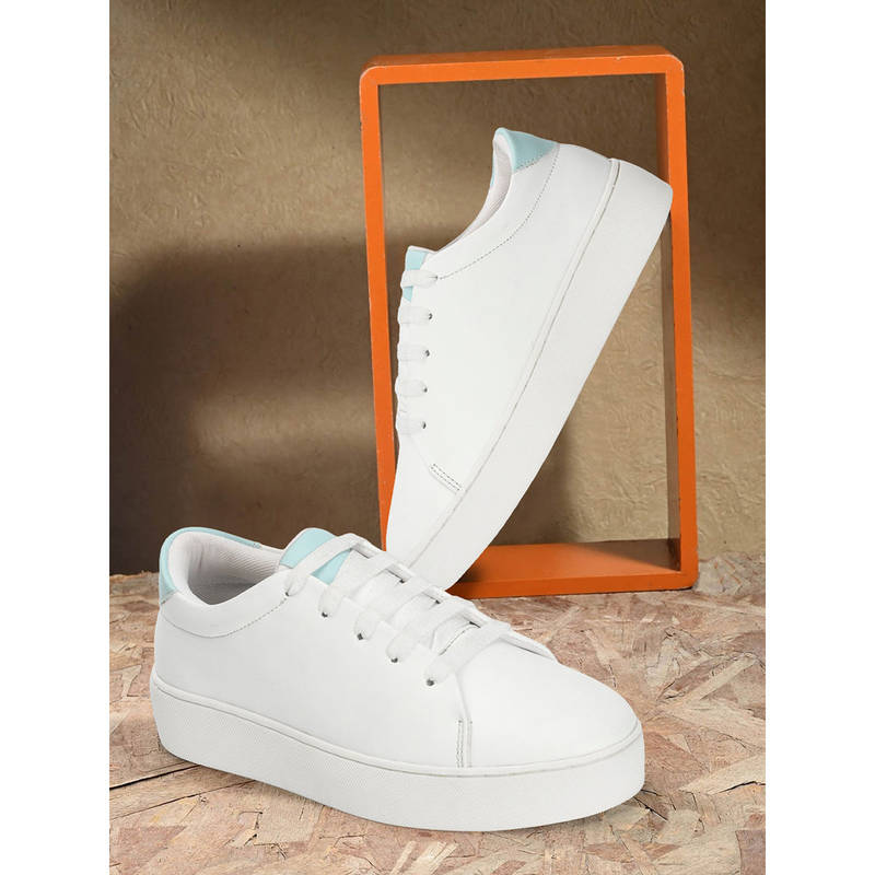 Carlton London Women Fashionable White Color Lace-Ups Solid Sneakers (EURO 39)
