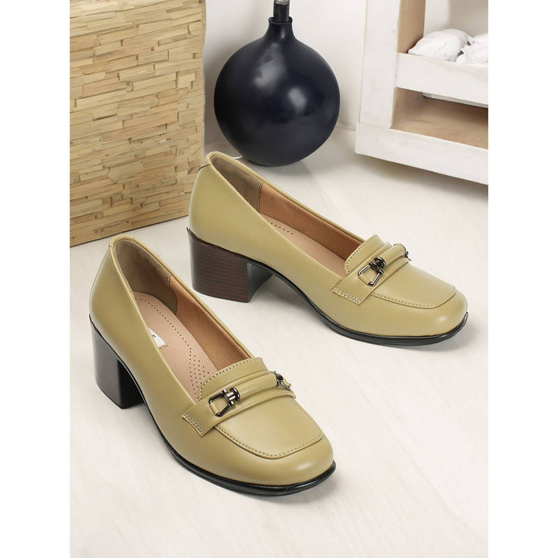 ELLE Women Fashionable Pista Green Color Slip-On Solid Loafers (EURO 36)