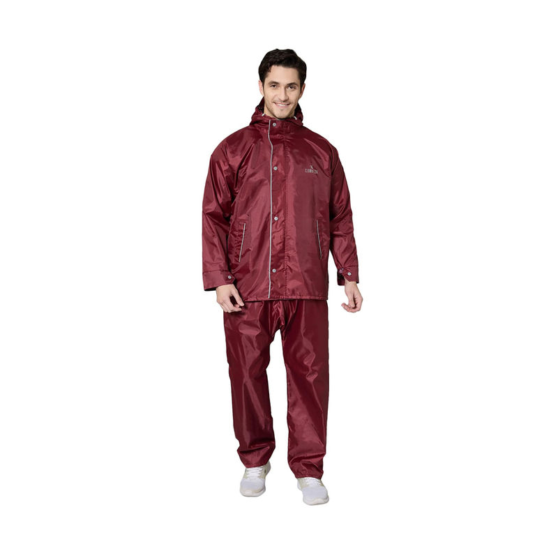 The Clownfish Prime Series Reversible Raincoat with Pant - Maroon (Set of 2) (2XL)