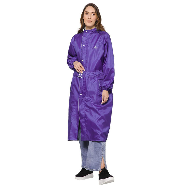 The Clownfish Unisex Drizzle Diva Series Raincoat - Purple (2XL)