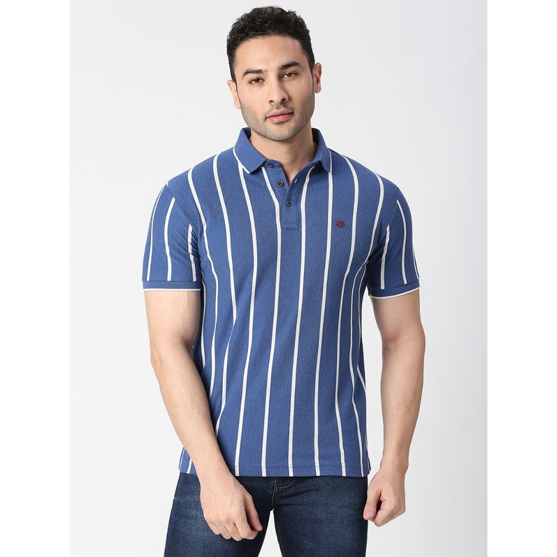 Desert/Royal Striped Piqué Polo Shirt main image 1