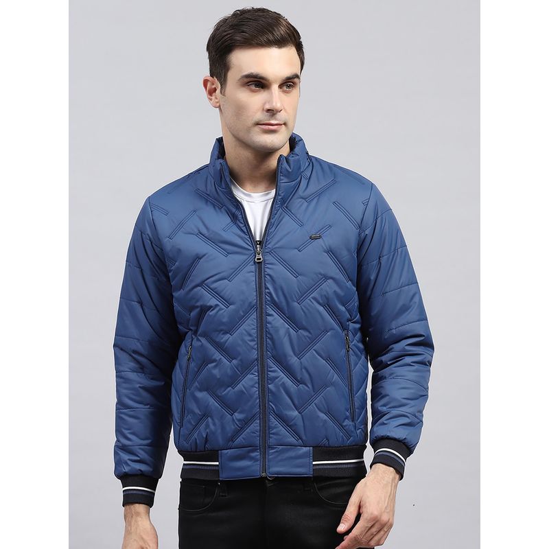 Monte Carlo Men Solid Blue Detachable Hood Full Sleeve Jacket (L)