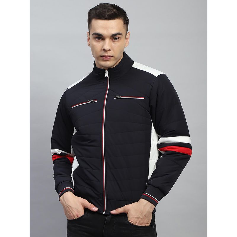 Monte Carlo Men Solid Navy Blue High Neck Full Sleeve Jacket (2XL)