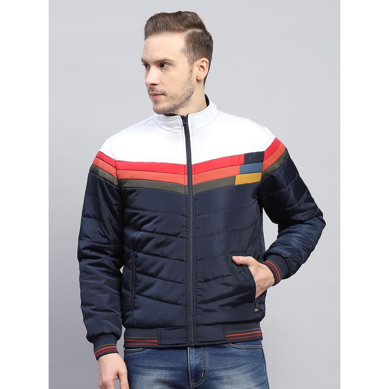 Monte Carlo Men Solid Navy Blue High Neck Full Sleeve Jacket (XL)