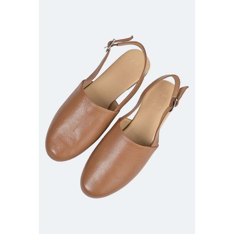 SKO Womens Tan Leather Backstrap Sandals (UK 6)