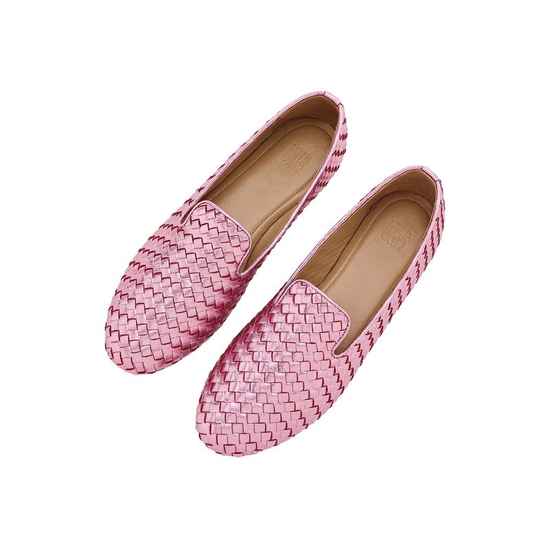 SKO Womens Metallic Pink Handwoven Loafers: Buy SKO Womens Metallic ...
