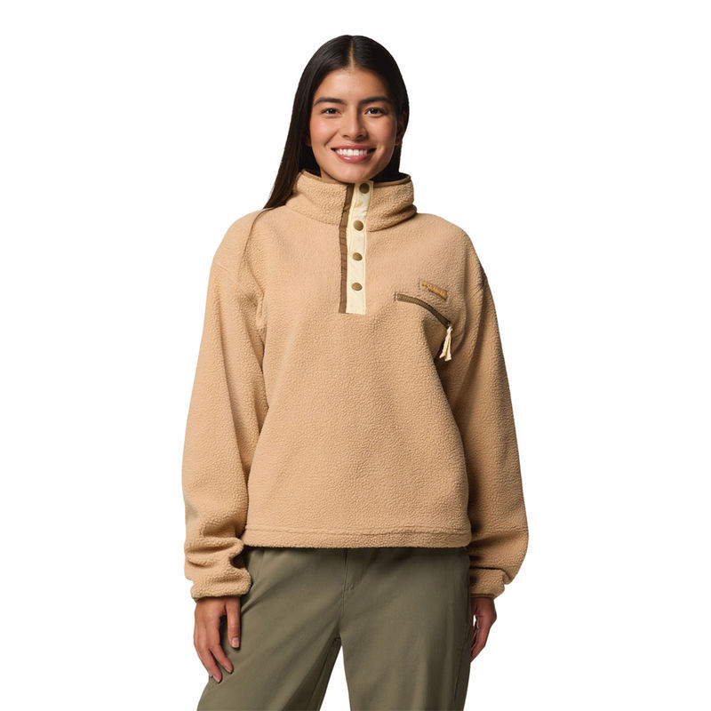 Columbia Womens Brown Helvetia Ii Cropped Half Snap Fleece Sweatshirt (L)