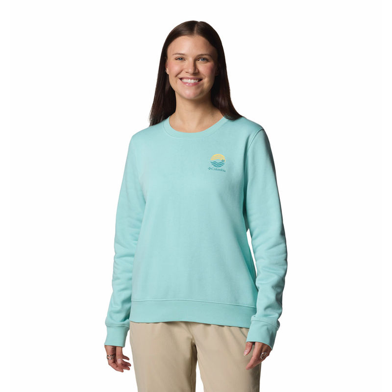 Columbia Womens Turquoise Beaumount Graphic Crew Sweatshirt (L)
