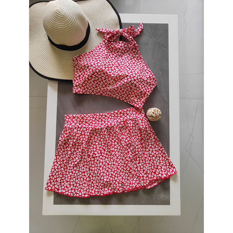 Addery Blushing Red Hued Swimwear (Set of 2) (L)