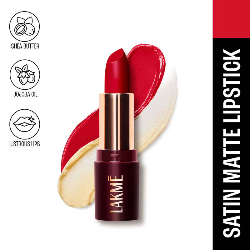 Lakme Ultimate Glam Satin Matte Lipstick For Luxurious Satin Matte Finish - Bold Red