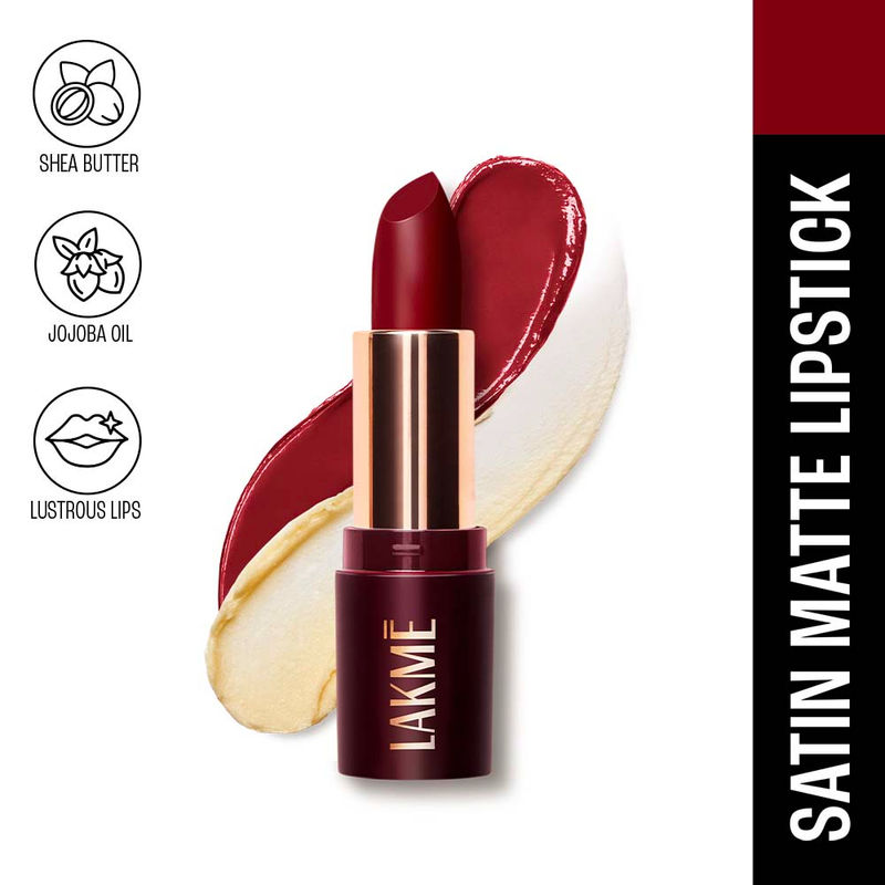 Lakme Ultimate Glam Satin Matte Lipstick For Luxurious Satin Matte Finish - Red Flame