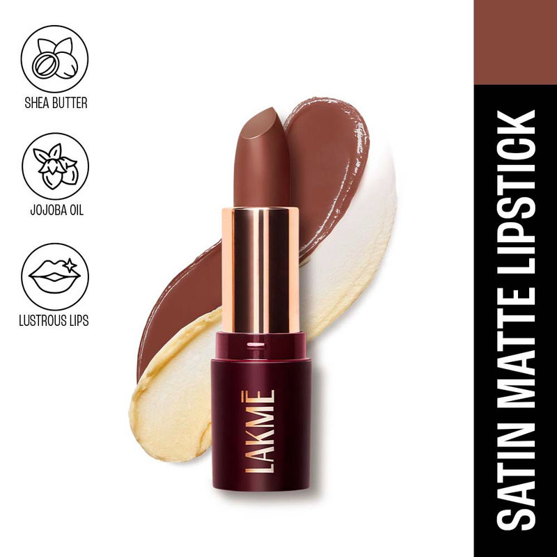 Lakme Ultimate Glam Satin Matte Lipstick For Luxurious Satin Matte Finish - Nude Muse